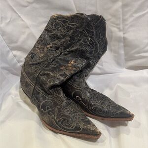 Black Embroidered Cowboy Boots